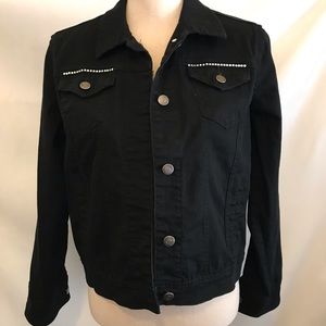 Las O Las Black Denim Fleur de Lis Jacket Small